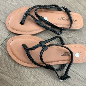 Black braided sandals